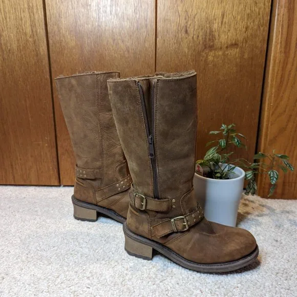 Caterpillar Woman's Florencia Brown Leather Mid Calf Waterproof Boots - Picture 5 of 12
